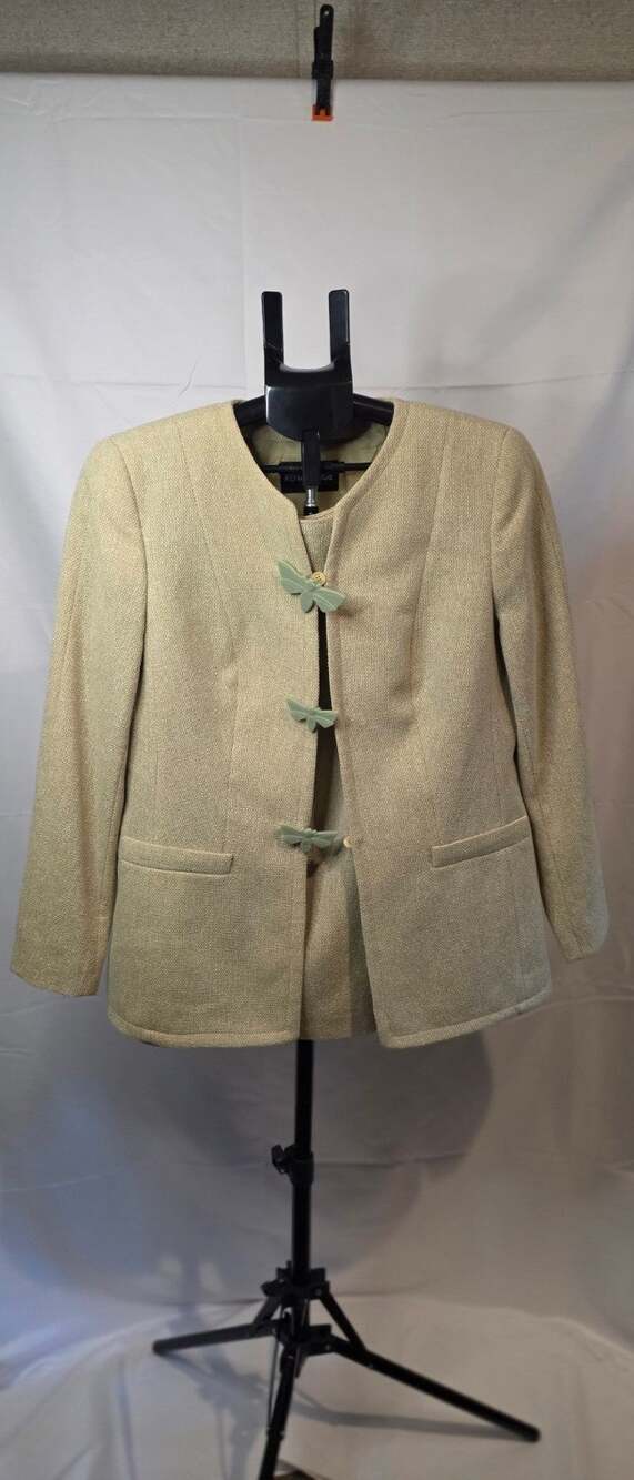 Rena Lange Skirt Suit 40 US 10 Sage Green Wool Jade Moth Toggle Vintage 90s6